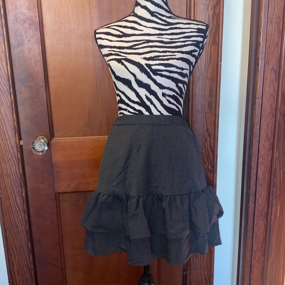 J. Crew gray ruffle skirt, size 2.